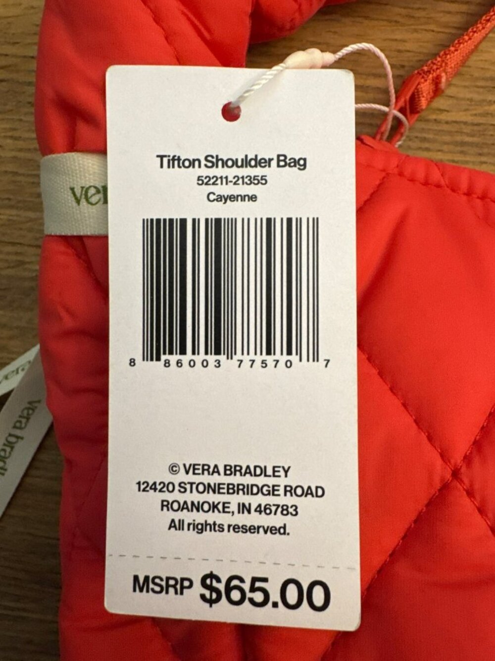Vera Bradley Tifton Shoulder Bag NWT Cayenne Pink Red Quilted Preppy Lightweight - Picture 2 of 3